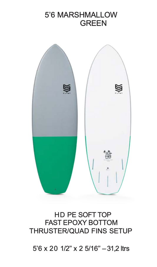 5'6 Marshmallow Green | Flowt Surfboards
