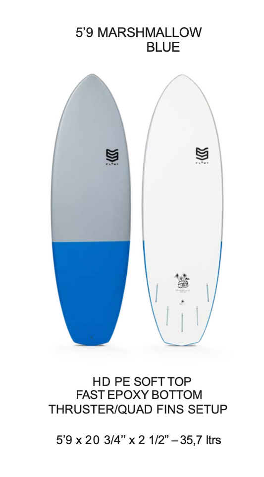 5'9 Marshmallow Blue | Flowt Surfboards