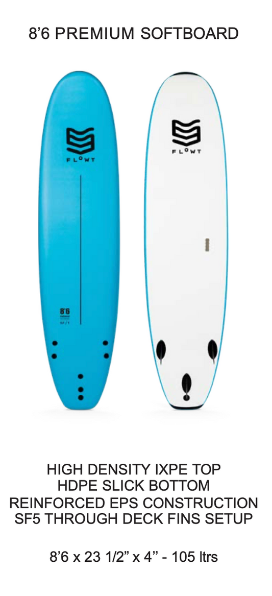 8'6 Premium Softboard | Flowt Surfboards