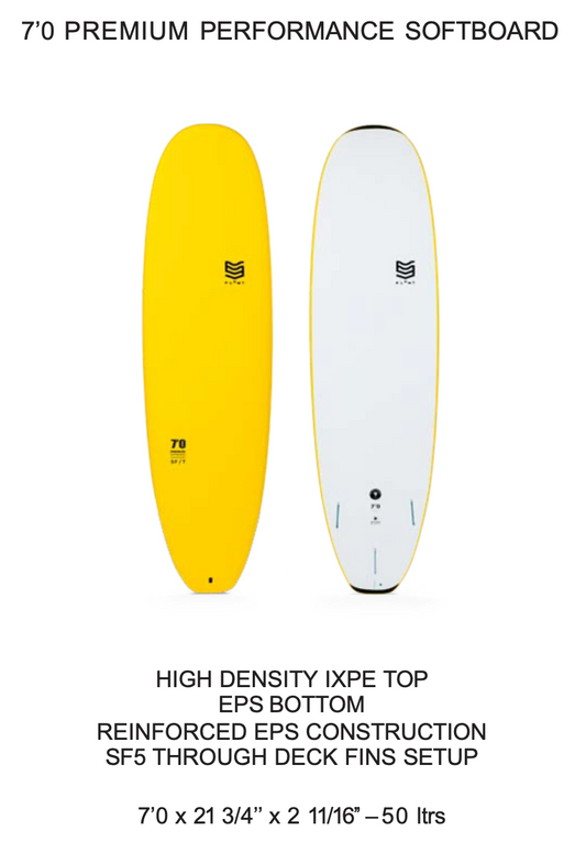 7'0 Premium Performance Softboard | Flowt Surfboards