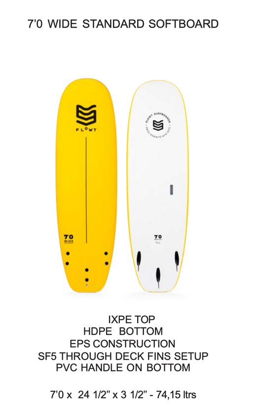 7'0 Wide Standard Softboard | Flowt Surfboards