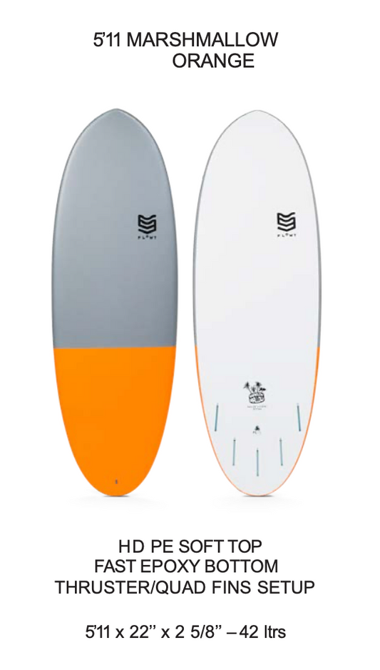 5'11 Marshmallow Orange | Flowt Surfboards