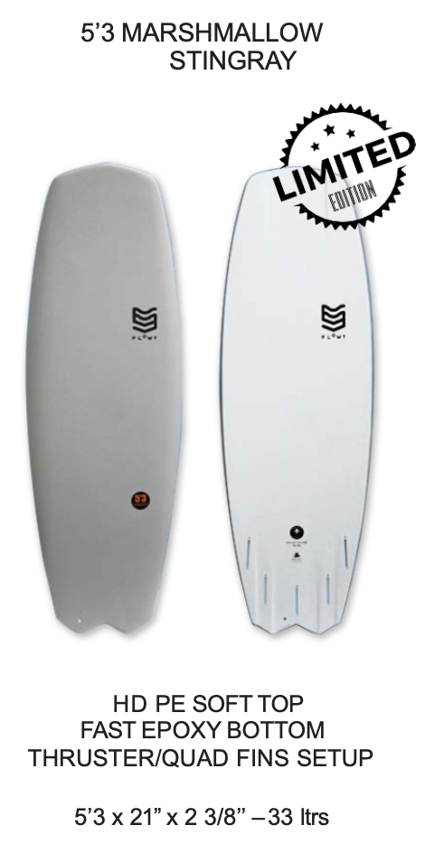 5'3 Marshmallow Stingray — Limited Edition | Flowt Surfboards